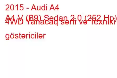 2015 - Audi A4
A4 V (B9) Sedan 2.0 (252 Hp) 4WD Yanacaq sərfi və Texniki göstəricilər