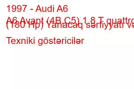 1997 - Audi A6
A6 Avant (4B,C5) 1.8 T quattro (180 Hp) Yanacaq sərfiyyatı və Texniki göstəricilər