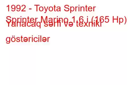 1992 - Toyota Sprinter
Sprinter Marino 1.6 i (165 Hp) Yanacaq sərfi və texniki göstəricilər