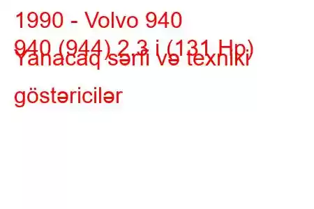 1990 - Volvo 940
940 (944) 2.3 i (131 Hp) Yanacaq sərfi və texniki göstəricilər