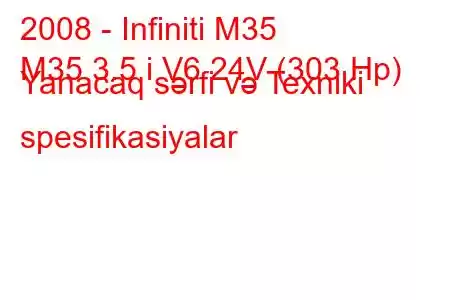 2008 - Infiniti M35
M35 3.5 i V6 24V (303 Hp) Yanacaq sərfi və Texniki spesifikasiyalar