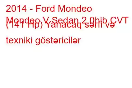 2014 - Ford Mondeo
Mondeo V Sedan 2.0hib CVT (141 Hp) Yanacaq sərfi və texniki göstəricilər