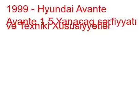 1999 - Hyundai Avante
Avante 1.5 Yanacaq sərfiyyatı və Texniki Xüsusiyyətlər