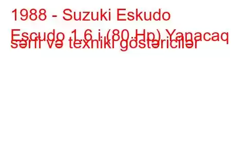 1988 - Suzuki Eskudo
Escudo 1.6 i (80 Hp) Yanacaq sərfi və texniki göstəricilər