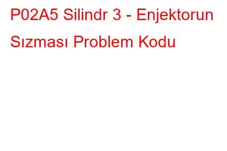 P02A5 Silindr 3 - Enjektorun Sızması Problem Kodu