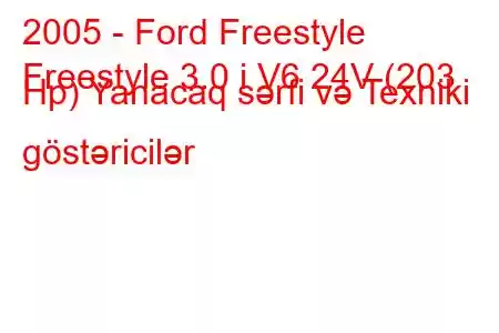 2005 - Ford Freestyle
Freestyle 3.0 i V6 24V (203 Hp) Yanacaq sərfi və Texniki göstəricilər