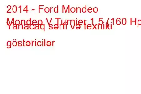 2014 - Ford Mondeo
Mondeo V Turnier 1.5 (160 Hp) Yanacaq sərfi və texniki göstəricilər