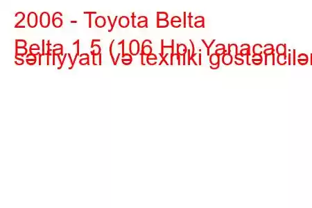 2006 - Toyota Belta
Belta 1.5 (106 Hp) Yanacaq sərfiyyatı və texniki göstəricilər