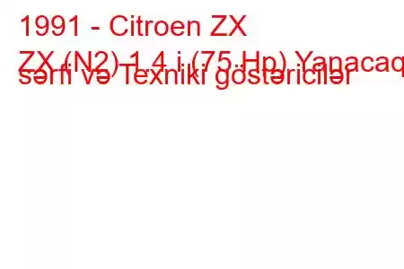 1991 - Citroen ZX
ZX (N2) 1.4 i (75 Hp) Yanacaq sərfi və Texniki göstəricilər