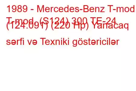 1989 - Mercedes-Benz T-mod.
T-mod. (S124) 300 TE-24 (124.091) (220 Hp) Yanacaq sərfi və Texniki göstəricilər