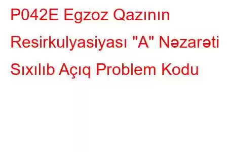 P042E Egzoz Qazının Resirkulyasiyası 