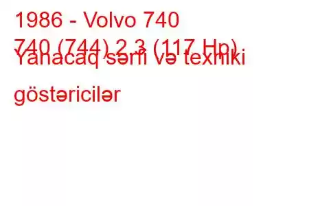 1986 - Volvo 740
740 (744) 2.3 (117 Hp) Yanacaq sərfi və texniki göstəricilər