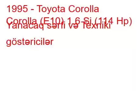 1995 - Toyota Corolla
Corolla (E10) 1.6 Si (114 Hp) Yanacaq sərfi və Texniki göstəricilər