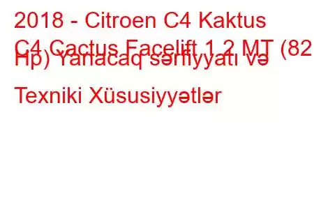 2018 - Citroen C4 Kaktus
C4 Cactus Facelift 1.2 MT (82 Hp) Yanacaq sərfiyyatı və Texniki Xüsusiyyətlər