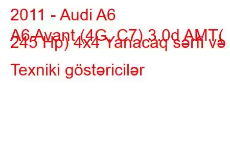 2011 - Audi A6
A6 Avant (4G, C7) 3.0d AMT( 245 Hp) 4x4 Yanacaq sərfi və Texniki göstəricilər