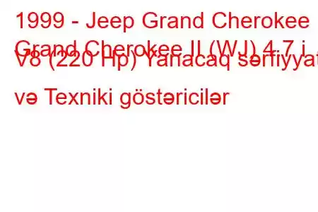 1999 - Jeep Grand Cherokee
Grand Cherokee II (WJ) 4.7 i V8 (220 Hp) Yanacaq sərfiyyatı və Texniki göstəricilər