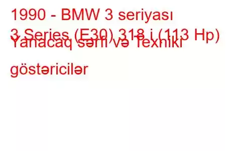 1990 - BMW 3 seriyası
3 Series (E30) 318 i (113 Hp) Yanacaq sərfi və Texniki göstəricilər