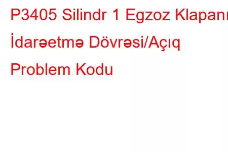 P3405 Silindr 1 Egzoz Klapanı İdarəetmə Dövrəsi/Açıq Problem Kodu