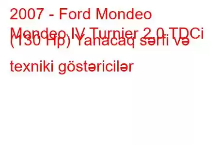 2007 - Ford Mondeo
Mondeo IV Turnier 2.0 TDCi (130 Hp) Yanacaq sərfi və texniki göstəricilər