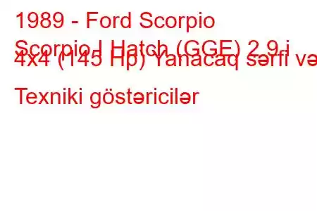 1989 - Ford Scorpio
Scorpio I Hatch (GGE) 2.9 i 4x4 (145 Hp) Yanacaq sərfi və Texniki göstəricilər