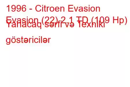 1996 - Citroen Evasion
Evasion (22) 2.1 TD (109 Hp) Yanacaq sərfi və Texniki göstəricilər