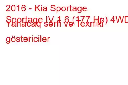 2016 - Kia Sportage
Sportage IV 1.6 (177 Hp) 4WD Yanacaq sərfi və Texniki göstəricilər