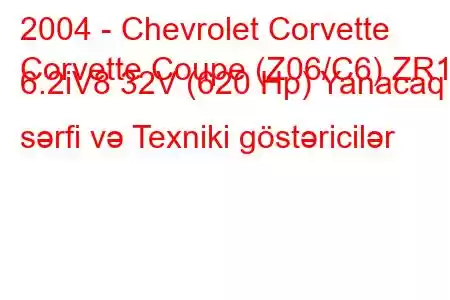 2004 - Chevrolet Corvette
Corvette Coupe (Z06/C6) ZR1 6.2iV8 32V (620 Hp) Yanacaq sərfi və Texniki göstəricilər