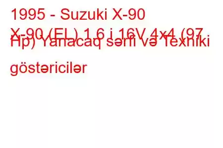 1995 - Suzuki X-90
X-90 (EL) 1.6 i 16V 4x4 (97 Hp) Yanacaq sərfi və Texniki göstəricilər