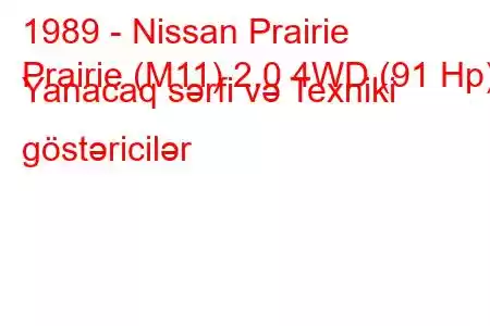 1989 - Nissan Prairie
Prairie (M11) 2.0 4WD (91 Hp) Yanacaq sərfi və Texniki göstəricilər