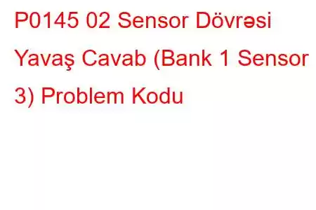 P0145 02 Sensor Dövrəsi Yavaş Cavab (Bank 1 Sensor 3) Problem Kodu