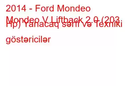 2014 - Ford Mondeo
Mondeo V Liftback 2.0 (203 Hp) Yanacaq sərfi və Texniki göstəricilər