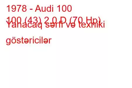 1978 - Audi 100
100 (43) 2.0 D (70 Hp) Yanacaq sərfi və texniki göstəricilər