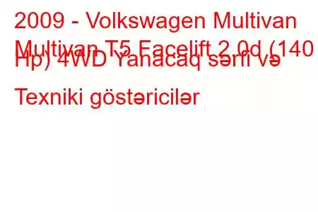 2009 - Volkswagen Multivan
Multivan T5 Facelift 2.0d (140 Hp) 4WD Yanacaq sərfi və Texniki göstəricilər