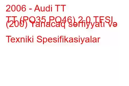 2006 - Audi TT
TT (PQ35,PQ46) 2.0 TFSI (200) Yanacaq sərfiyyatı və Texniki Spesifikasiyalar