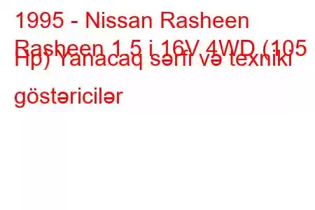 1995 - Nissan Rasheen
Rasheen 1.5 i 16V 4WD (105 Hp) Yanacaq sərfi və texniki göstəricilər