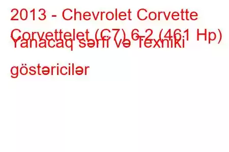 2013 - Chevrolet Corvette
Corvettelet (C7) 6.2 (461 Hp) Yanacaq sərfi və Texniki göstəricilər