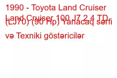 1990 - Toyota Land Cruiser
Land Cruiser 100 J7 2.4 TD (LJ70) (90 Hp) Yanacaq sərfi və Texniki göstəricilər