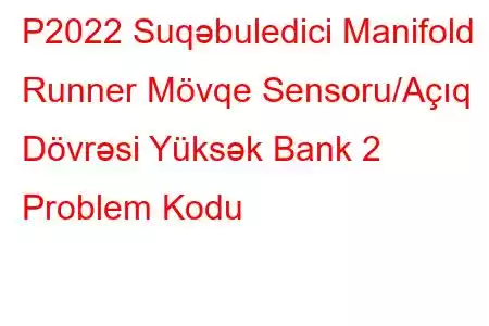 P2022 Suqəbuledici Manifold Runner Mövqe Sensoru/Açıq Dövrəsi Yüksək Bank 2 Problem Kodu