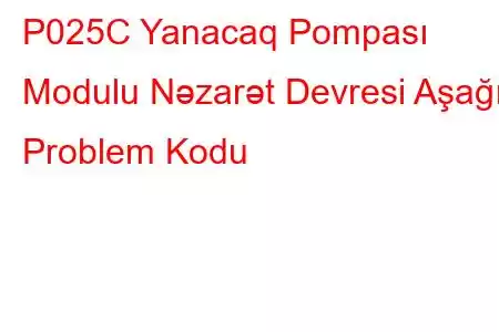 P025C Yanacaq Pompası Modulu Nəzarət Devresi Aşağı Problem Kodu