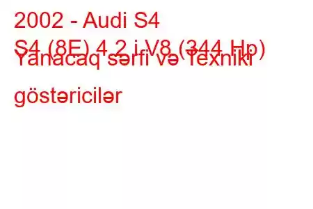 2002 - Audi S4
S4 (8E) 4.2 i V8 (344 Hp) Yanacaq sərfi və Texniki göstəricilər