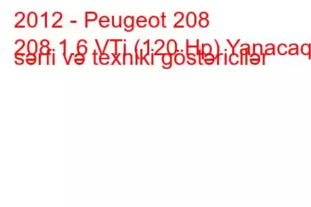 2012 - Peugeot 208
208 1.6 VTi (120 Hp) Yanacaq sərfi və texniki göstəricilər