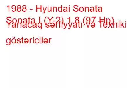 1988 - Hyundai Sonata
Sonata I (Y-2) 1.8 (97 Hp) Yanacaq sərfiyyatı və Texniki göstəricilər