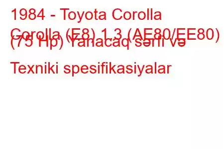 1984 - Toyota Corolla
Corolla (E8) 1.3 (AE80/EE80) (75 Hp) Yanacaq sərfi və Texniki spesifikasiyalar