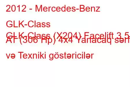 2012 - Mercedes-Benz GLK-Class
GLK-Class (X204) Facelift 3.5 AT (306 Hp) 4x4 Yanacaq sərfi və Texniki göstəricilər