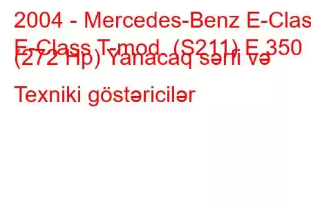 2004 - Mercedes-Benz E-Class
E-Class T-mod. (S211) E 350 (272 Hp) Yanacaq sərfi və Texniki göstəricilər