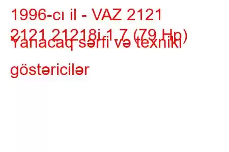 1996-cı il - VAZ 2121
2121 21218i 1.7 (79 Hp) Yanacaq sərfi və texniki göstəricilər