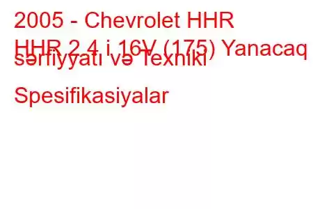 2005 - Chevrolet HHR
HHR 2.4 i 16V (175) Yanacaq sərfiyyatı və Texniki Spesifikasiyalar