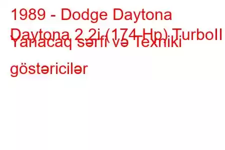 1989 - Dodge Daytona
Daytona 2.2i (174 Hp) TurboII Yanacaq sərfi və Texniki göstəricilər