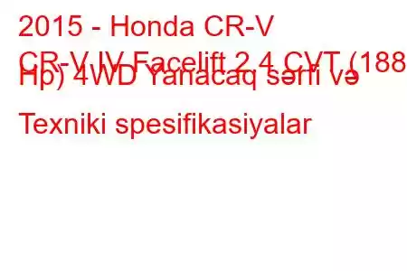 2015 - Honda CR-V
CR-V IV Facelift 2.4 CVT (188 Hp) 4WD Yanacaq sərfi və Texniki spesifikasiyalar