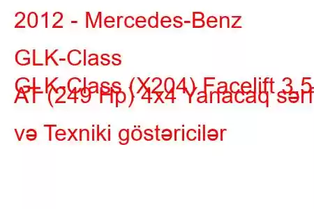 2012 - Mercedes-Benz GLK-Class
GLK-Class (X204) Facelift 3.5 AT (249 Hp) 4x4 Yanacaq sərfi və Texniki göstəricilər